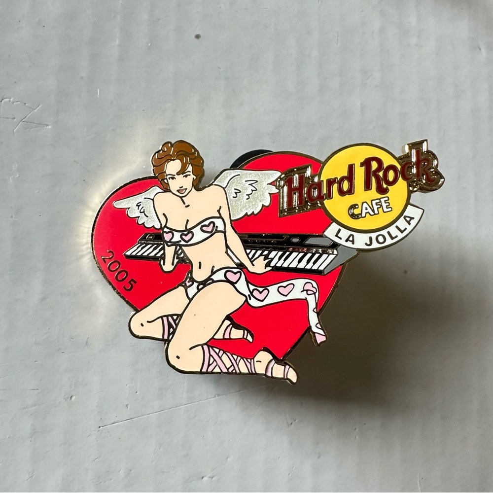 Hard Rock Cafe Mixed Media Art Pin Red and White 2005